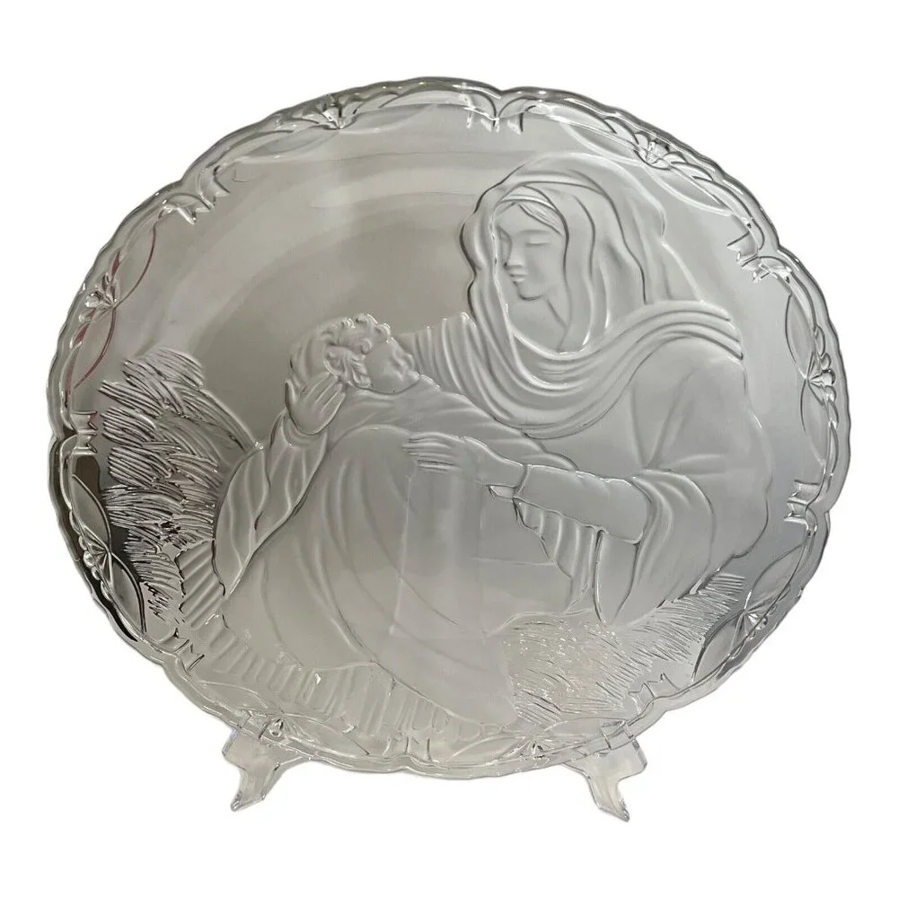 Mikasa Madonna & Child Frosted Display‎ Serving Platter Christmas Religious READ